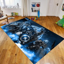 Viyana Home Dijital Baskılı Kaymaz Taban Yıkanabilir Çocuk Odası Oyun Halısı, V-Çocuk-39-Mavi,