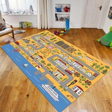 Viyana Home Dijital Baskılı Kaymaz Taban Yıkanabilir Çocuk Odası Oyun Halısı, V-Çocuk-07-Turuncu,