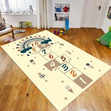 Viyana Home Dijital Baskılı Kaymaz Taban Yıkanabilir Çocuk Odası Oyun Halısı, V-Çocuk-30-Krem,