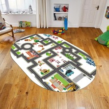 Viyana Home Dijital Baskılı Kaymaz Taban Yıkanabilir Oval Çocuk Odası Oyun Halısı, V-O-Çocuk-20-Renkli,