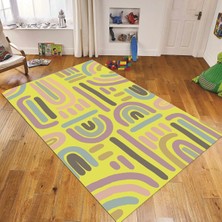 Viyana Home Dijital Baskılı Kaymaz Taban Yıkanabilir Çocuk Odası Oyun Halısı, V-Çocuk-26-Sarı,