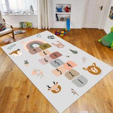 Viyana Home Dijital Baskılı Kaymaz Taban Yıkanabilir Çocuk Odası Oyun Halısı, V-Çocuk-29-Gri,