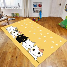 Viyana Home Dijital Baskılı Kaymaz Taban Yıkanabilir Çocuk Odası Oyun Halısı, V-Çocuk-49-Sarı,