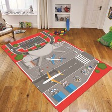 Viyana Home Dijital Baskılı Kaymaz Taban Yıkanabilir Çocuk Odası Oyun Halısı, V-Çocuk-50-Kırmızı,