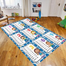 Viyana Home Dijital Baskılı Kaymaz Taban Yıkanabilir Çocuk Odası Oyun Halısı, V-Çocuk-45-Mavi,