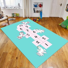 Viyana Home Dijital Baskılı Kaymaz Taban Yıkanabilir Çocuk Odası Oyun Halısı, V-Çocuk-37-Turkuaz,