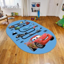 Viyana Home Dijital Baskılı Kaymaz Taban Yıkanabilir Oval Çocuk Odası Oyun Halısı, V-O-Çocuk-03-Mavi,