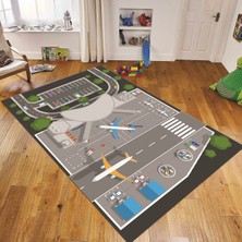 Viyana Home Dijital Baskılı Kaymaz Taban Yıkanabilir Çocuk Odası Oyun Halısı, V-Çocuk-50-Antrasit,