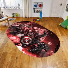 Viyana Home Dijital Baskılı Kaymaz Taban Yıkanabilir Oval Çocuk Odası Oyun Halısı, V-O-Çocuk-39-Kırmızı,