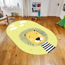 Viyana Home Dijital Baskılı Kaymaz Taban Yıkanabilir Oval Çocuk Odası Oyun Halısı, V-O-Çocuk-25-Sarı,