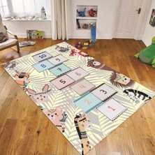 Viyana Home Dijital Baskılı Kaymaz Taban Yıkanabilir Çocuk Odası Oyun Halısı, V-Çocuk-28-Krem,
