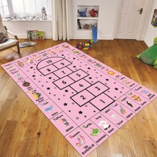 Viyana Home Dijital Baskılı Kaymaz Taban Yıkanabilir Çocuk Odası Oyun Halısı, V-Çocuk-36-Pembe,