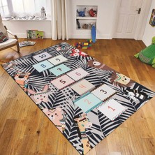 Viyana Home Dijital Baskılı Kaymaz Taban Yıkanabilir Çocuk Odası Oyun Halısı, V-Çocuk-28-Lacivert,