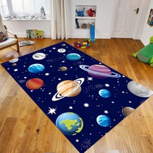 Viyana Home Dijital Baskılı Kaymaz Taban Yıkanabilir Çocuk Odası Oyun Halısı, V-Çocuk-38-Lacivert,