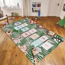 Viyana Home Dijital Baskılı Kaymaz Taban Yıkanabilir Çocuk Odası Oyun Halısı, V-Çocuk-28-Yeşil,