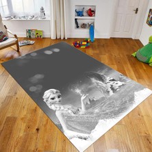 Viyana Home Dijital Baskılı Kaymaz Taban Yıkanabilir Çocuk Odası Oyun Halısı, V-Çocuk-43-Gri,