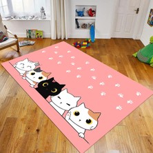 Viyana Home Dijital Baskılı Kaymaz Taban Yıkanabilir Çocuk Odası Oyun Halısı, V-Çocuk-49-Pembe,