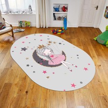 Viyana Home Dijital Baskılı Kaymaz Taban Yıkanabilir Oval Çocuk Odası Oyun Halısı, V-O-Çocuk-13-Gri,