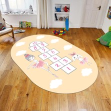 Viyana Home Dijital Baskılı Kaymaz Taban Yıkanabilir Oval Çocuk Odası Oyun Halısı, V-O-Çocuk-04-Turuncu,