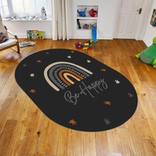 Viyana Home Dijital Baskılı Kaymaz Taban Yıkanabilir Oval Çocuk Odası Oyun Halısı, V-O-Çocuk-14-Antrasit,