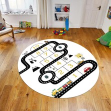 Viyana Home Dijital Baskılı Kaymaz Taban Yıkanabilir Yuvarlak Çocuk Odası Oyun Halısı, V-Y-Çocuk-06-Beyaz,