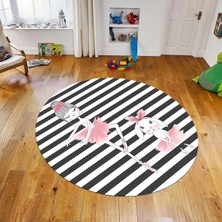 Viyana Home Dijital Baskılı Kaymaz Taban Yıkanabilir Yuvarlak Çocuk Odası Oyun Halısı, V-Y-Çocuk-09-Antrasit,