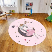 Viyana Home Dijital Baskılı Kaymaz Taban Yıkanabilir Yuvarlak Çocuk Odası Oyun Halısı, V-Y-Çocuk-13-Pembe,