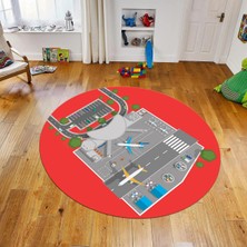 Viyana Home Dijital Baskılı Kaymaz Taban Yıkanabilir Yuvarlak Çocuk Odası Oyun Halısı, V-Y-Çocuk-50-Kırmızı,