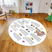Viyana Home Dijital Baskılı Kaymaz Taban Yıkanabilir Yuvarlak Çocuk Odası Oyun Halısı, V-Y-Çocuk-05-Beyaz,