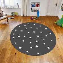 Viyana Home Dijital Baskılı Kaymaz Taban Yıkanabilir Yuvarlak Çocuk Odası Oyun Halısı, V-Y-Çocuk-32-Antrasit,
