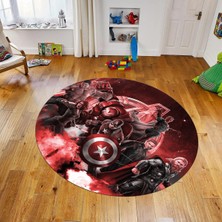 Viyana Home Dijital Baskılı Kaymaz Taban Yıkanabilir Yuvarlak Çocuk Odası Oyun Halısı, V-Y-Çocuk-39-Kırmızı,
