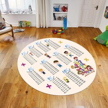 Viyana Home Dijital Baskılı Kaymaz Taban Yıkanabilir Yuvarlak Çocuk Odası Oyun Halısı, V-Y-Çocuk-05-Krem,