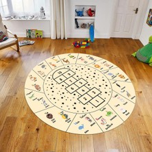 Viyana Home Dijital Baskılı Kaymaz Taban Yıkanabilir Yuvarlak Çocuk Odası Oyun Halısı, V-Y-Çocuk-36-Krem,