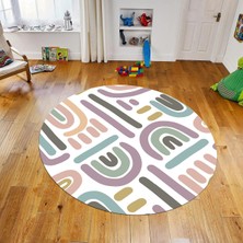 Viyana Home Dijital Baskılı Kaymaz Taban Yıkanabilir Yuvarlak Çocuk Odası Oyun Halısı, V-Y-Çocuk-26-Renkli,