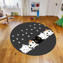 Viyana Home Dijital Baskılı Kaymaz Taban Yıkanabilir Yuvarlak Çocuk Odası Oyun Halısı, V-Y-Çocuk-49-Antrasit,