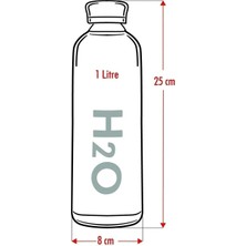 Cam H2O Borosilikat Cam Matara 1l Vakum Kapaklı Su Şişesi Suluk 1000 ml Beyaz 1 L