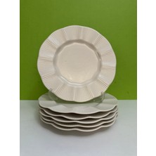 Kütahya Porselen Milano Serisi Porselen 21 cm Krem Tatlı Tabağı 6 Lı