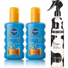 Nivea Sun SPF50 Güneş Koruyucu & Bronzluk Güneş Sütü Sprey 2 Adet 200 ml + Morfose Milk Fön Suyu 400 ml