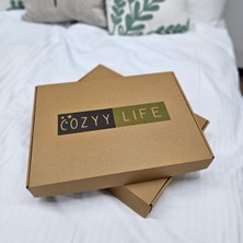 Cozyy Life Krem Çizgili Saten Çift Kişilik Nevresim Takımı -  Pamuk - Kutulu