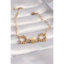 Clariss 316L Çelik Gold Renk Simli Kelebek Figür Kadın Bileklik