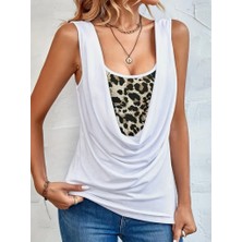 Bana Bi Giysi Kadın Kolsuz Degaje Leopar Detay Bluz