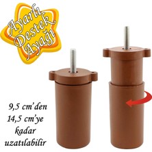 Glaswen Ayarlı Destek Ayağı 9.5 x 14.5 cm Kahverengi Gizli Ayak M8 Civatalı Incediş Mobilya Kanepe Baza Koltuk