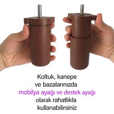 Glaswen 8 Adet Ayarlı Destek Ayağı 9.5 x 14.5 cm Kahverengi Gizli Ayak M8 Civatalı Incediş Mobilya Kanepe Baza Koltuk
