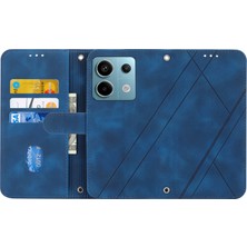 4U Sky Xiaomi Redmi Note 13 Pro 5g Cüzdan Kılıf Pu Deri+Tpu Telefon Kapağı Baskılı Çizgi-Mavi Için (Yurt Dışından)