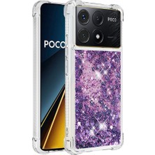 4U Sky Xiaomi Poco X6 Pro 5g Tpu Kılıf Quicksand Telefon Arka Kapak-Koyu Mor/kalpler Için (Yurt Dışından)