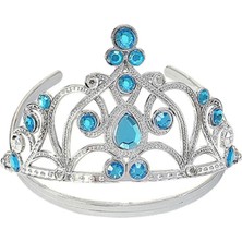 Colezium Colezium15 Mavi Taşlı Elsa Çocuk Tacı Prenses Tacı Kraliçe Tacı 16X14 cm (Clz)