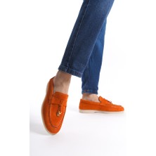 Mubiano Collection Mubiano Hakiki Deri Collection Kadın Süet Loafer & Babet Oranj -MCKRY1410-ORJ