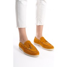 Mubiano Collection Mubiano Hakiki Deri Collection Kadın Süet Loafer & Babet Hardal -MCKRY1410-HRD
