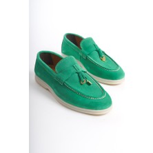 Mubiano Collection Mubiano Hakiki Deri Collection Kadın Süet Loafer & Babet Yeşil -MCKRY1410-Y