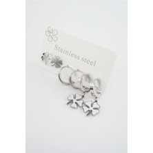 By Zeyna Aksesuar Kadın 316 L Paslanmaz Çelik Kararmaz  6'lı Küpe Seti